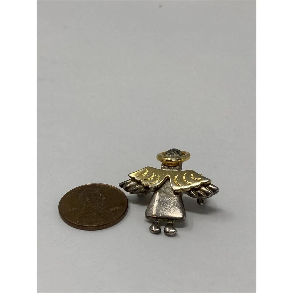 Angel Pin Brooch Vintage Signed IMO 95 Two-tone Gold Tone Silver Tone